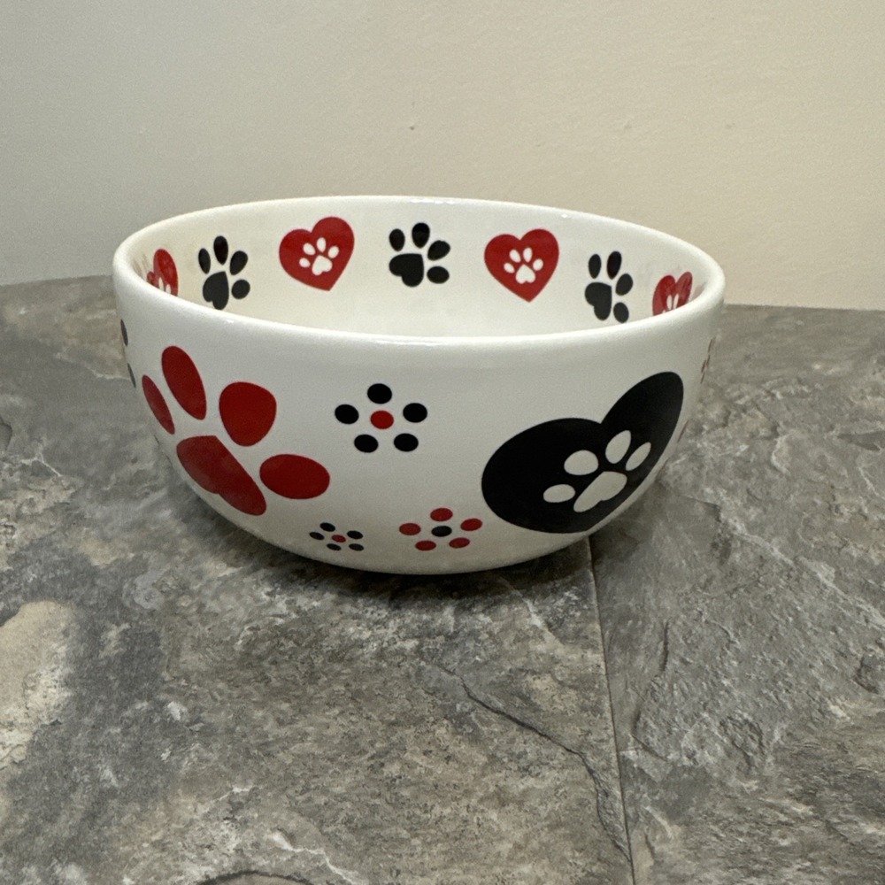 Temp-Tations Seasonal Pawfetti 18oz Bowl Hearts Paw Prints Replacement Pets NEW